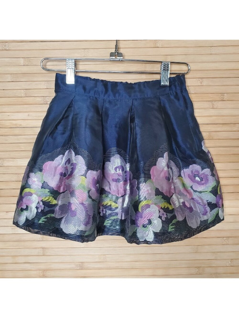 Janie and Jack floral dressy lined adjustable pleated skirt sz 5 side zip